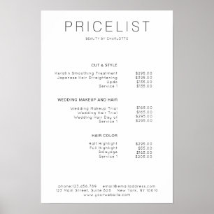 Modern,  price list Poster