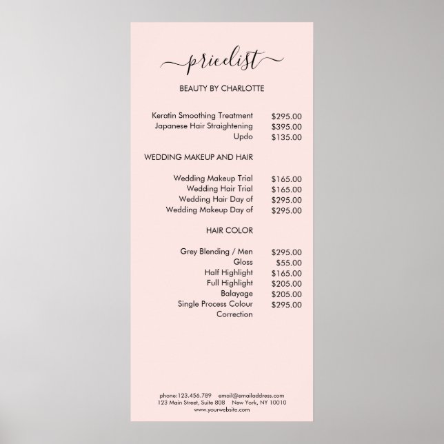 Modern Pricelist Poster (Front)