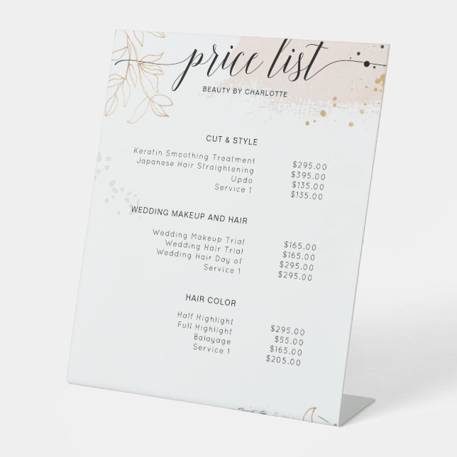 Modern, pricelist Sign (Front)