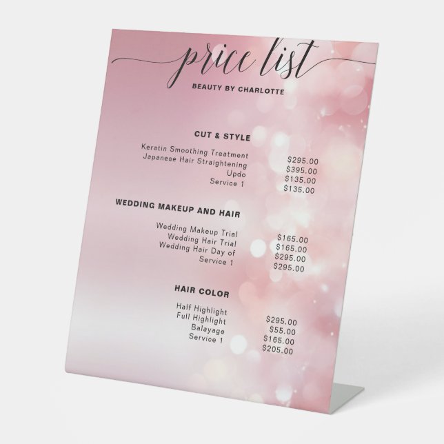 Modern, pricelist Sign (Front)