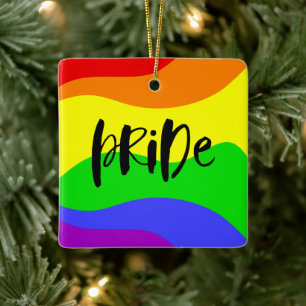 Modern Pride Rainbow Ceramic Ornament