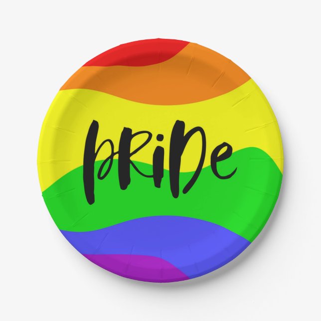 Modern Pride Rainbow Paper Plate (Front)