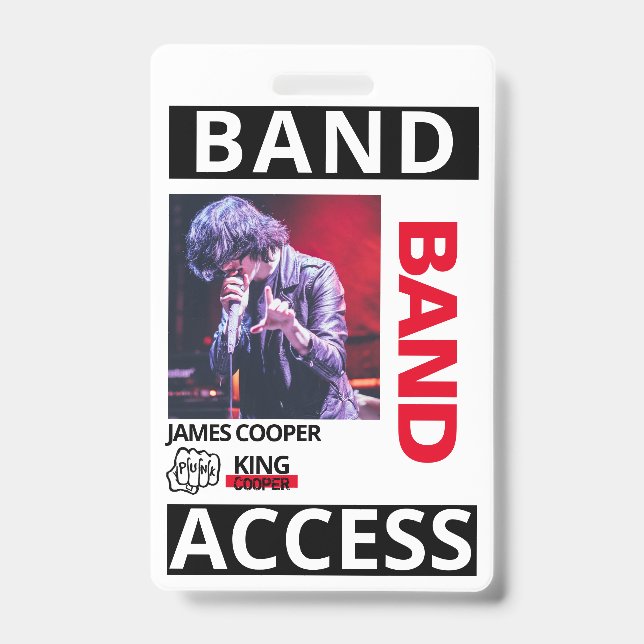 Modern Print Logo Custom Name V.I.P Band Employee ID Badge (Front)