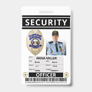 Modern Print Security Officer Custom Employee ID Badge