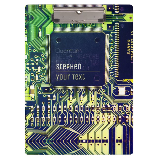 Modern Printed Circuit Board Design Add Name Geeky Clipboard (Front)