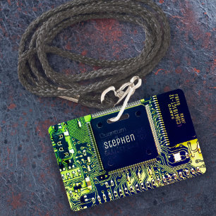 Modern Printed Circuit Board Design Add Name Geeky ID Badge