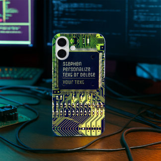 Modern Printed Circuit Board Design Add Name Geeky iPhone 16 Plus Case