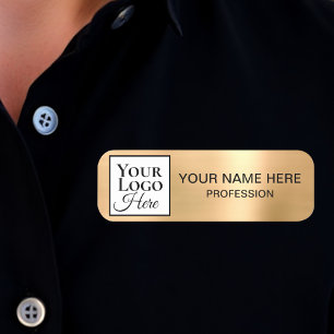 Modern Printed Faux Gold Custom Business Logo Name Tag