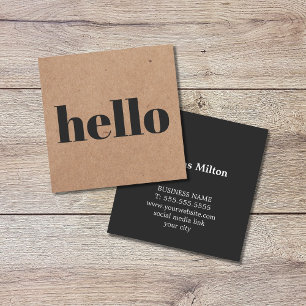 Modern Printed Kraft Black Hello Consultant Square Business Card