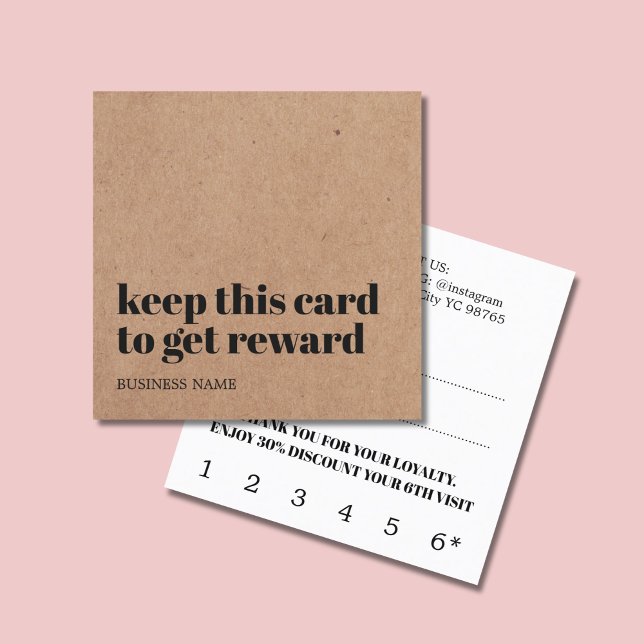 Modern Printed Kraft Black White Beauty Bold Salon Loyalty Card (Creator Uploaded)
