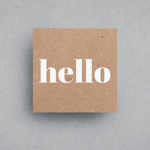 Modern Printed Kraft Brown White Hello Consultant Square Business Card