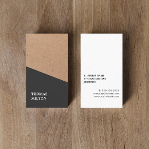Modern Printed Kraft Paper Black Geometric  Business Card