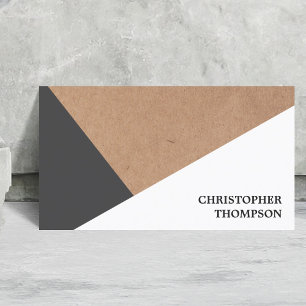 Modern Printed Kraft Paper Grey White Geometric Business Card