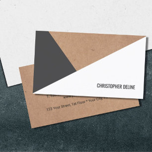 Modern Printed Kraft Paper Grey White Geometric Business Card