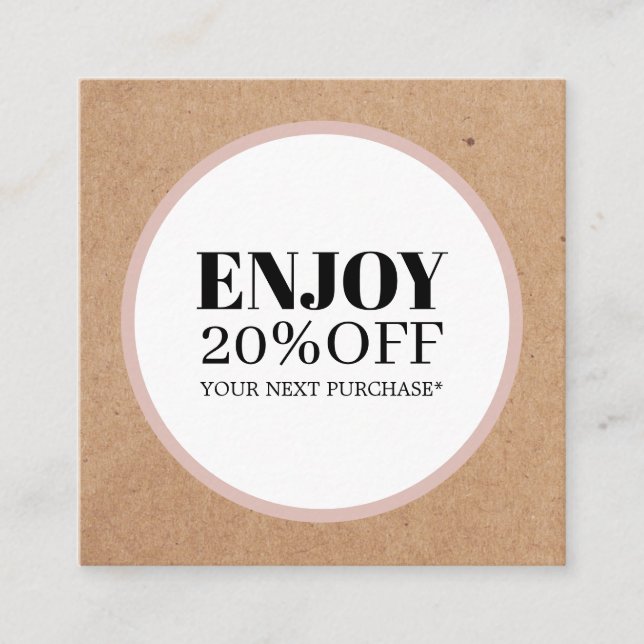 Modern Printed Kraft White Circle Salon Discount Card (Front)
