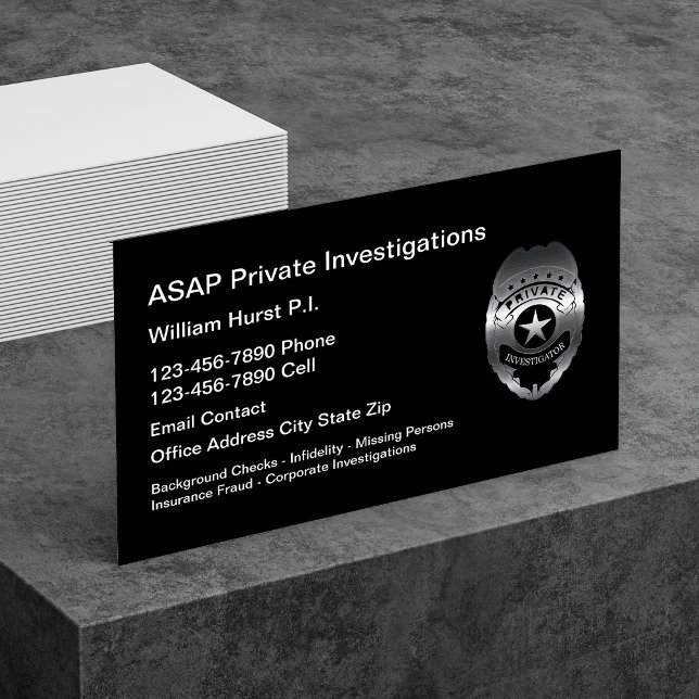 Modern Private Investigator Theme Business Card (Creator Uploaded)