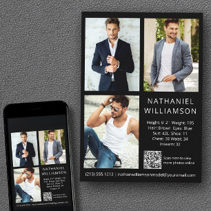 Modern Pro Model Actor QR Code 3 Photo Comp Card