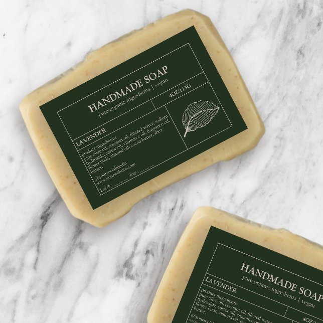 Modern Product Dark Green Cosmetic Soap Label (Creator Uploaded)
