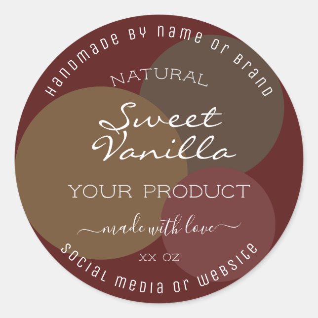 Modern Product Packaging Labels Dark Red and Brown (Front)