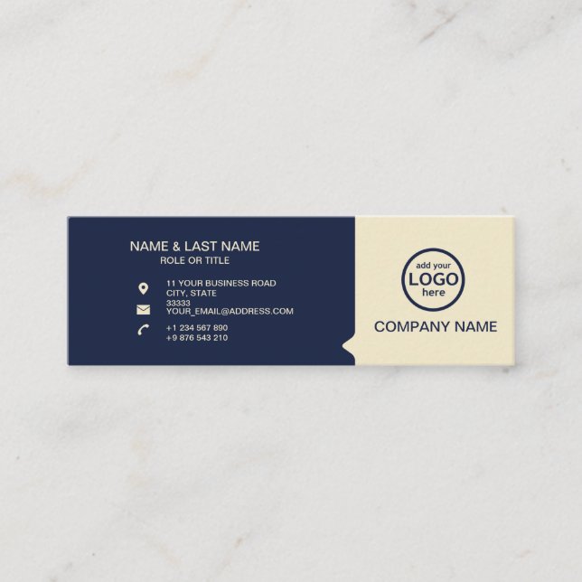 Modern Professional 2 colours add your logo Mini Business Card (Front)