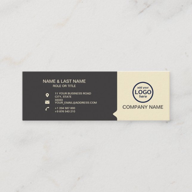 Modern Professional 2 colours add your logo Mini Business Card (Front)