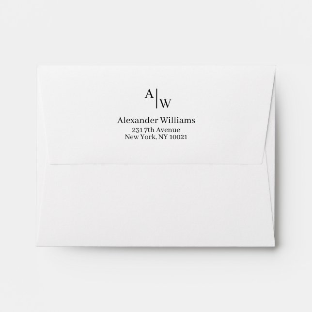 Modern Professional 2 Monogram Initial Basic Chic Envelope (Back (Top Flap))
