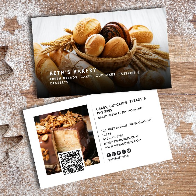 Modern Professional 2 Photos QR Code & Socials Business Card (Creator Uploaded)