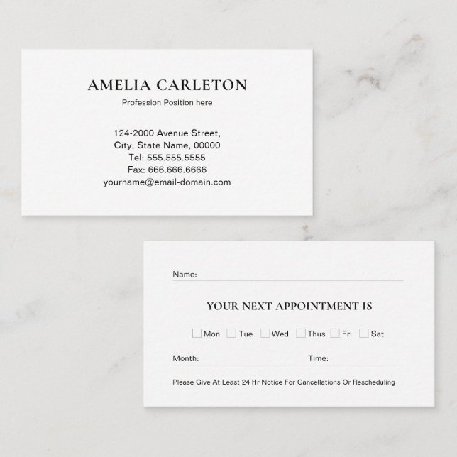 Modern Professional Appointment Card (Front/Back)