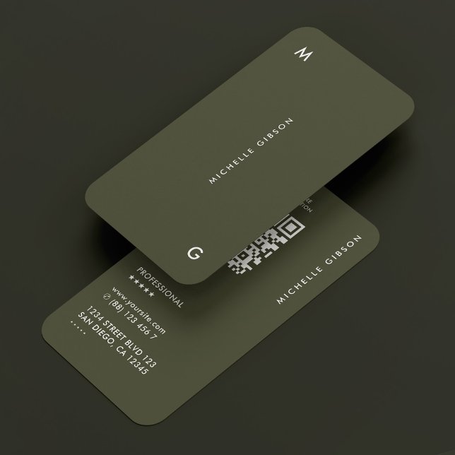Modern Professional Army Green Simple Business Card (Modern Logo Professional Army Green Simple Business Card
)