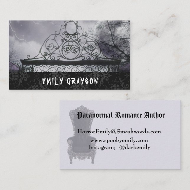 Modern Professional Author Gothic Business Card (Front/Back)