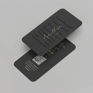 Modern Professional Barista Coffee Shop Black Gold Business Card