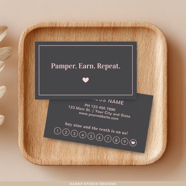 Modern Professional Beauty Loyalty Card (Customize the rewards card with 
name, contact, and promotion details.)