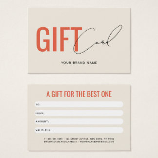 Modern professional beige customer gift card