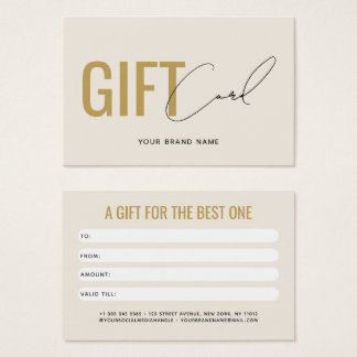 Modern professional beige gold customer gift card