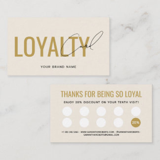 Modern professional beige gold customer loyalty card