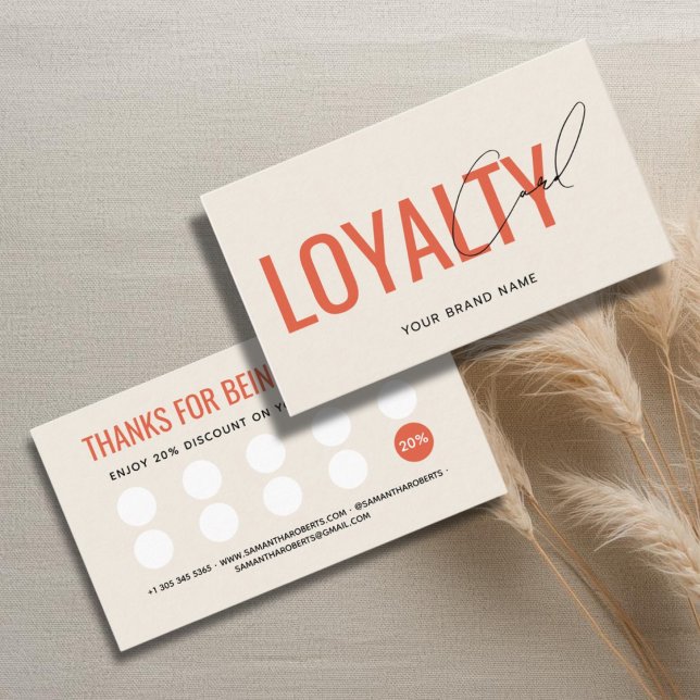 Modern professional beige orange customer loyalty card (Creator Uploaded)