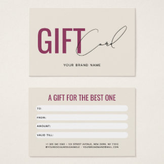 Modern professional beige red customer gift card