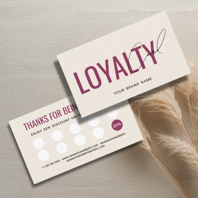 Modern professional beige red customer loyalty card (Creator Uploaded)