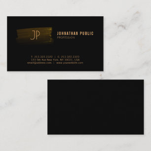 Modern Professional Black and Gold Monogrammed Business Card