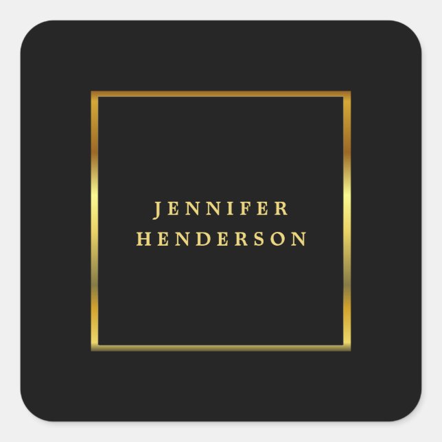 Modern professional black and gold square sticker (Front)