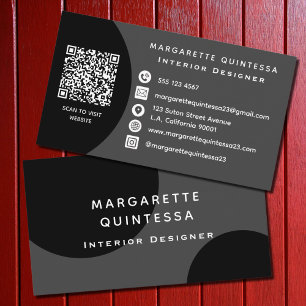 Modern Professional Black and White QR Code Simple Business Card
