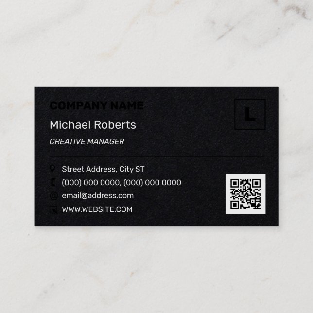 Modern professional black business card (Front)