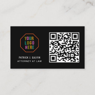 Modern Professional Black Business Logo,QR Code Business Card