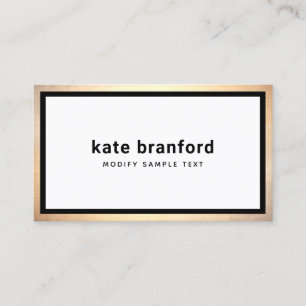 Modern  Professional Black Gold Border Business Ca Card