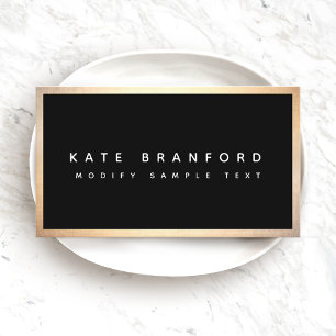 Modern Professional Black Gold Border Business Ca Card