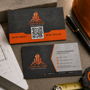 Modern Professional Black Gold Construction Business Card