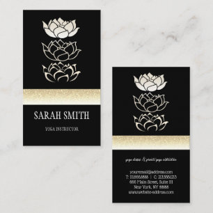 Modern professional black gold lotus business card