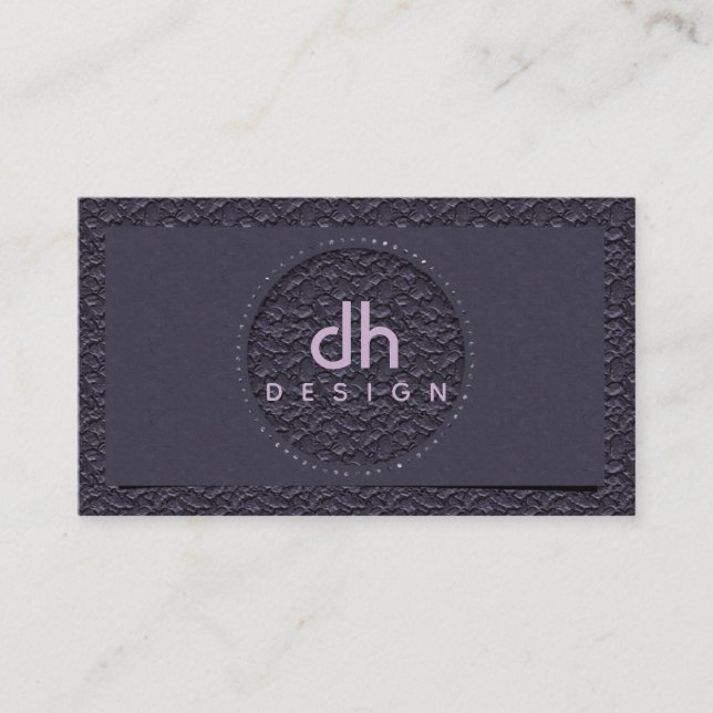 Modern Professional Black Leather Design Business Card (Front)