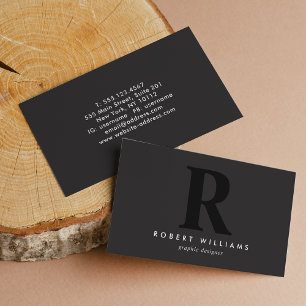 Modern Professional Black Monogram Initial Business Card