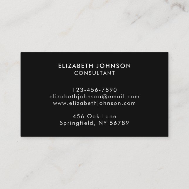 Modern Professional Black & White Company Logo Business Card (Back)